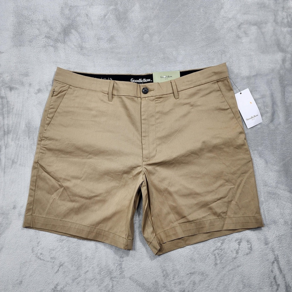 Goodfellow & Co Shorts Mens 38 Beige Tech Chino 7 Inseam Stretch Quick Dry